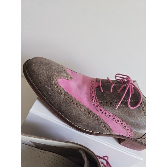 Cole Haan Colton Pink Taupe Brown Wingtip Brogue Oxford Mens Dress Shoes 11.5 - Picture 6 of 13